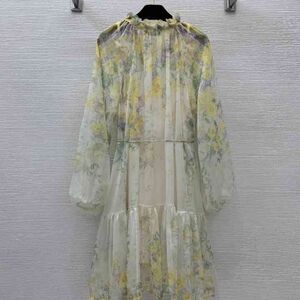 Zimmermann yellow long sleeve dress + Slip base dress 2 piece set